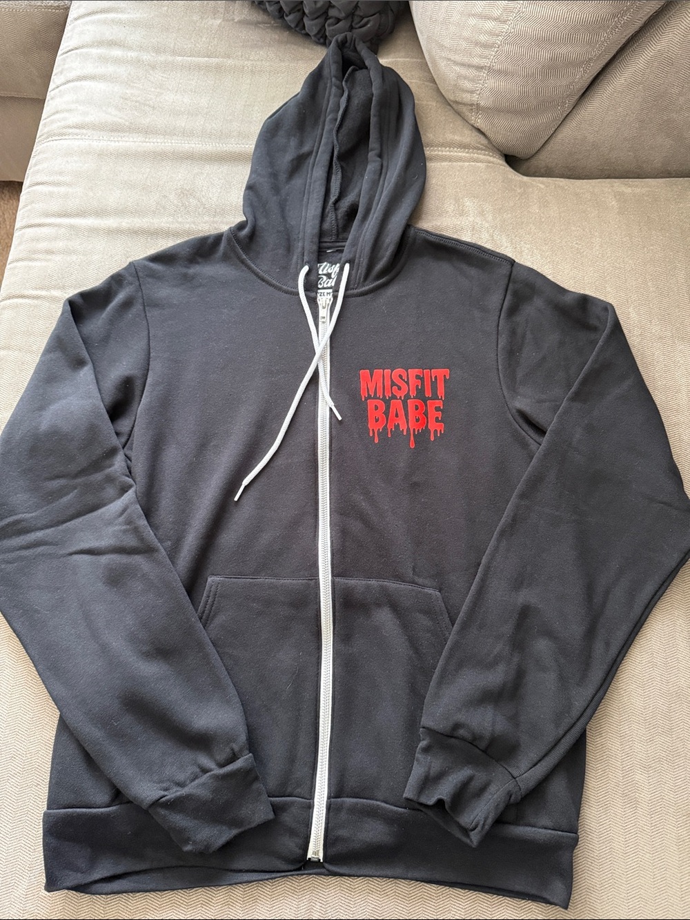 Misfit Babe Black Zip-Up Hoodie with Red Logo - NEW!
